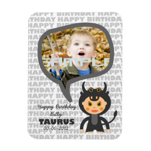 Magnet Flexible Taurus Joyeux garde d'anniversaire pour enfants