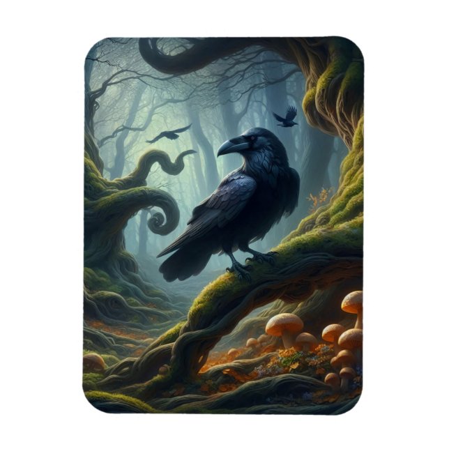 Magnet Flexible Teintes de la forêt mystique du corbeau (Vertical)