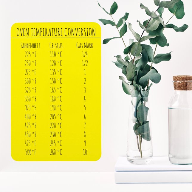 Magnet Flexible Température du graphique de conversion Celsius Fah (bright temperature conversion table for home cooks and professionals)
