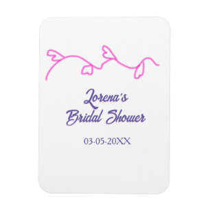 Magnet Flexible tendance de baby shower floral rose violet en form