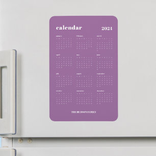 Magnet Flexible Tendance Lavande Année complète 2024 Calendrier