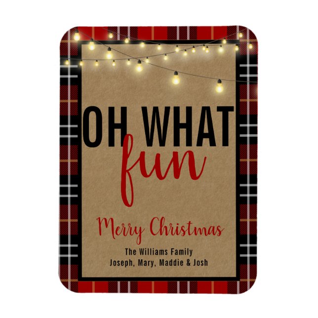 Magnet Flexible Tendance Plaid | Typographie amusante rouge et noi (Vertical)