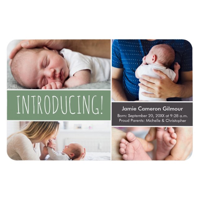 Magnet Flexible Tendance Shale Green Présentation Baby boy Photos (Horizontal)