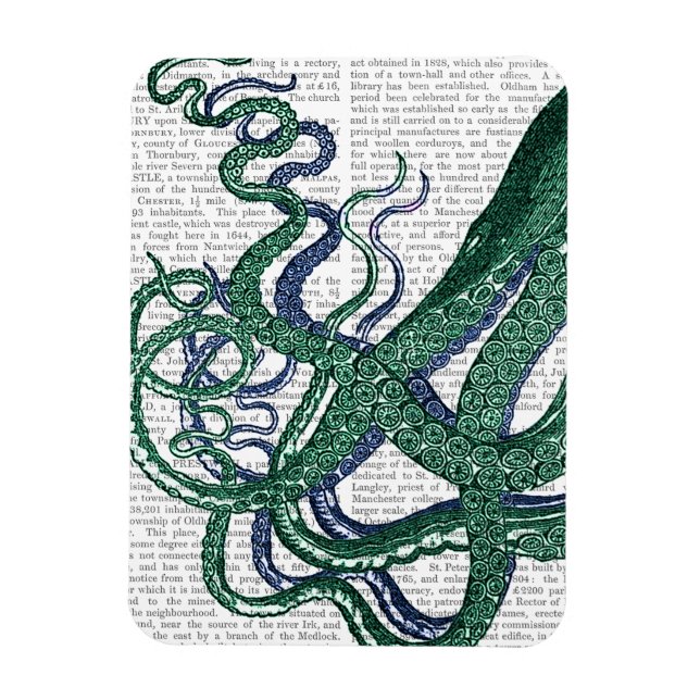 Magnet Flexible Tentacles de pieuvre vert et bleu (Vertical)