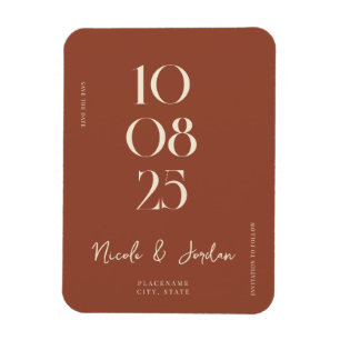 Magnet Flexible Terracotta moderne Simple Chic Enregistrer la date