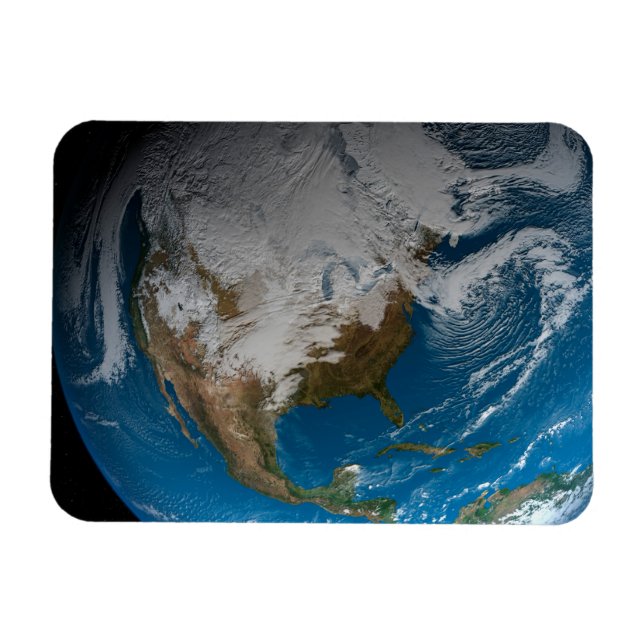 Magnet Flexible Terre Pleine Avec Des Nuages Simulés Sur L'Amériqu (Horizontal)