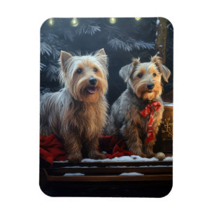 Magnet Flexible Terrier Australien Snowy Sleigh Décor de Noël 