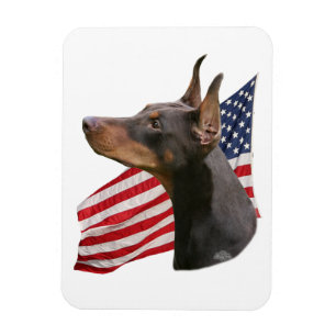 Magnet Flexible Tête de Doberman Pinscher - aimant rouge