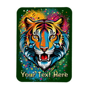 Magnet Flexible Tête de tigre couleurs arc-en-ciel peinture taches