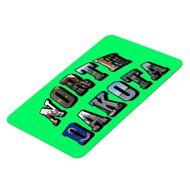 Magnet Flexible Texte de l'image du Dakota du Nord (Côté Gauche)