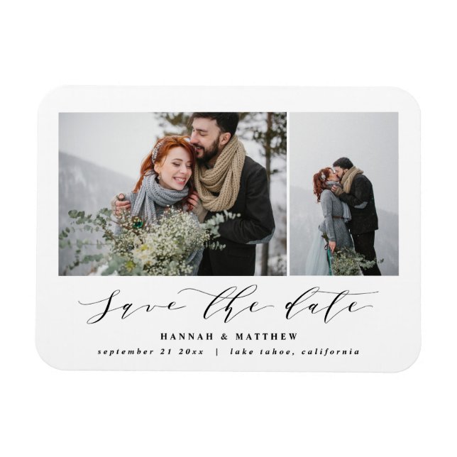 Magnet Flexible Texte de script photo élégant mariage moderne (Horizontal)