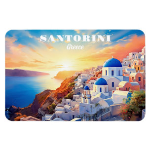 Magnet Flexible Texte personnalisé Coucher de soleil Santorin Grèc