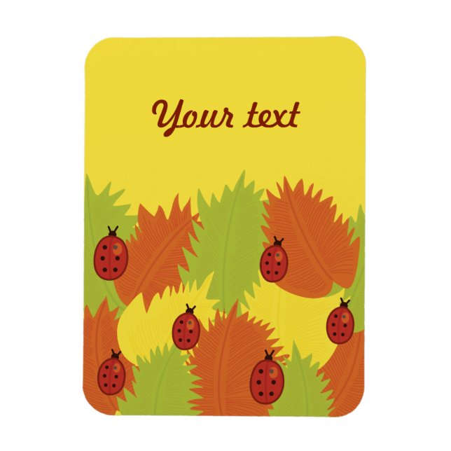 Magnet Flexible Texte Personnalisé Feuilles Automne Et Motif Ladyb (Vertical)