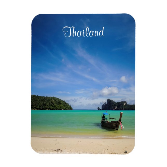 Magnet Flexible Thaïlande Travel Beach Photo avec Fishing Boat (Vertical)