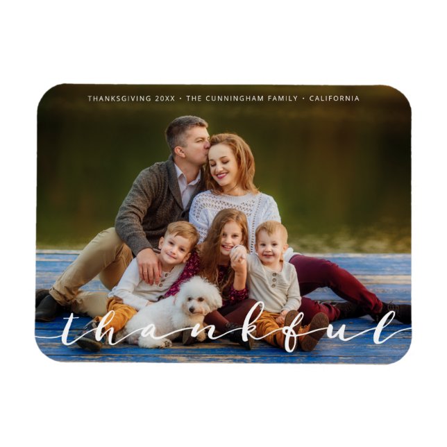 Magnet Flexible Thanksgiving Simple Script Family Photo (Horizontal)