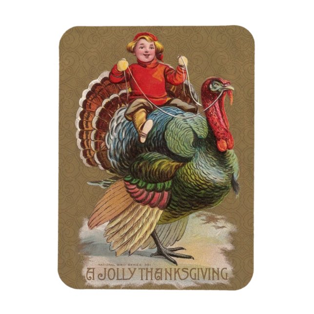Magnet Flexible Thanksgiving Turquie Drôle salutations Vintages (Vertical)