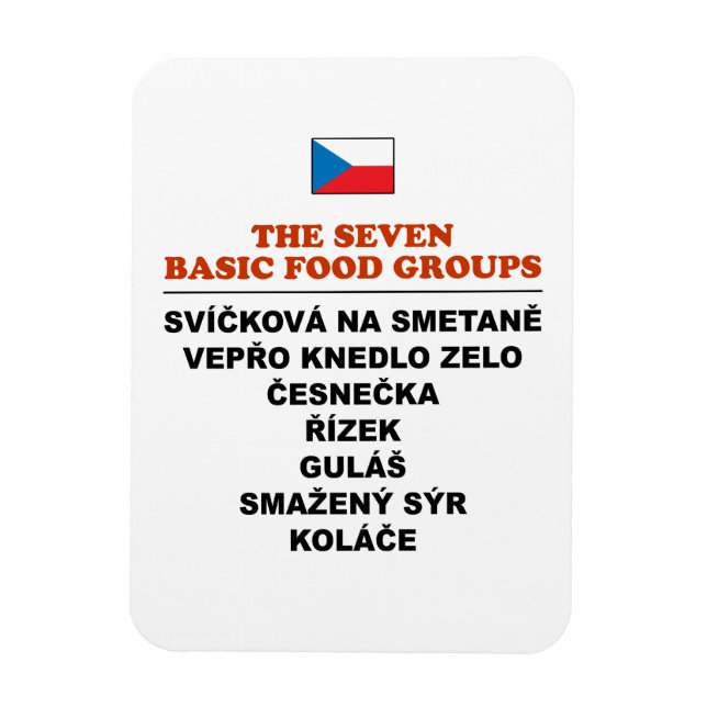 Magnet Flexible The Seven Basic Food Groups Funny Czech (Vertical)
