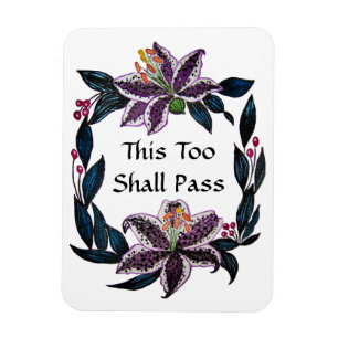Magnet Flexible "This Too Shop Pass" Aquarelle Lily Wreath