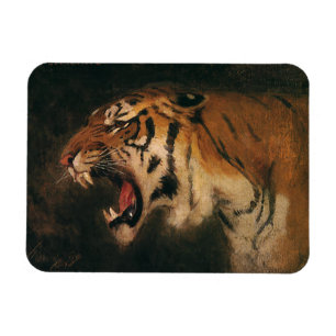 Magnet Flexible Tigre de Bengale vintage, gros chat rugissant, ani
