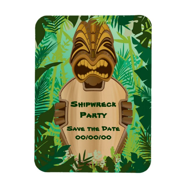 Magnet Flexible Tiki Beach Économisez sur la date (Vertical)