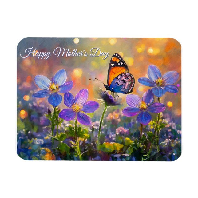 Magnet Flexible Tiny Butterfly On Wildflowers Mother's Day (Horizontal)
