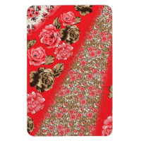 Tissu rouge éclatant avec floral complexe et