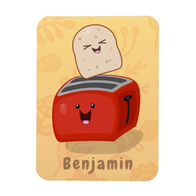 Magnet Flexible Toast de Cute kawaii et dessin animé de grille-pai (Vertical)