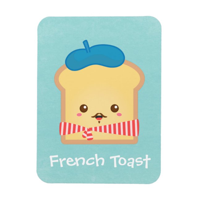 Magnet Flexible toast français mignon avec béret bleu casquette (Vertical)
