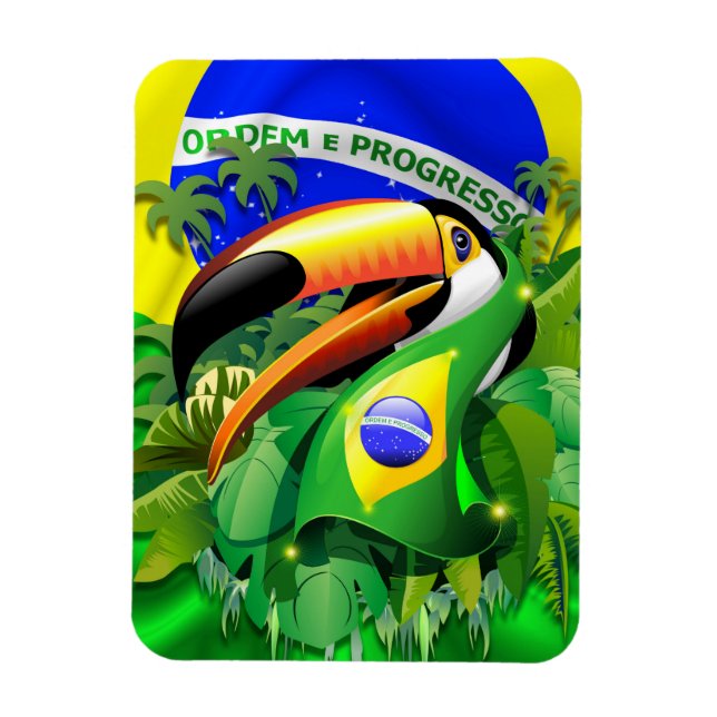 Magnet Flexible Toco Toucan avec drapeau brésilien (Vertical)