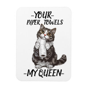 Magnet Flexible Ton essuie-tout en papier Ma Reine Cute Chat