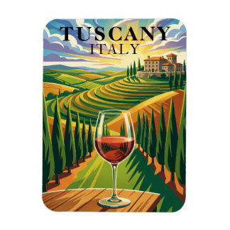 Magnet Flexible Toscane Italie Vignoble Coucher de Soleil Illustra