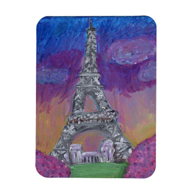 Magnet Flexible Tour Eiffel Art folklorique Paris Peinture au prin (Vertical)