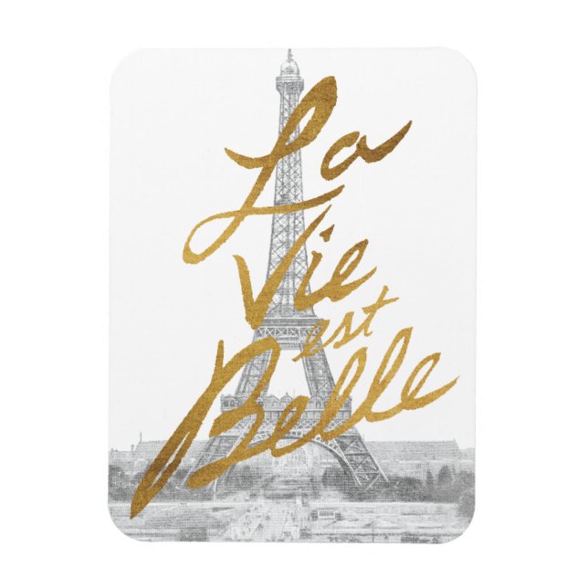Magnet Flexible Tour Eiffel avec écriture or (Vertical)
