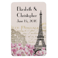 Tour Eiffel vintage et Fleurs roses Mariage STD