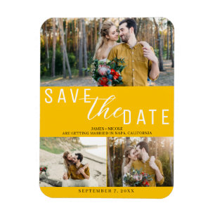 Magnet Flexible Tournesol jaune Enregistrer la date Mariage 3 phot