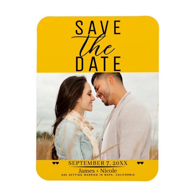 Magnet Flexible Tournesol moderne Sauvez la date Photo Mariage (Vertical)
