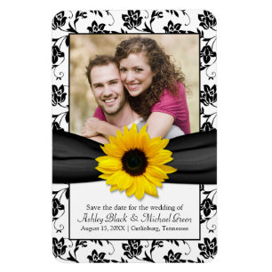 Magnet Flexible Tournesol noir blanc Mariage photo magnétique