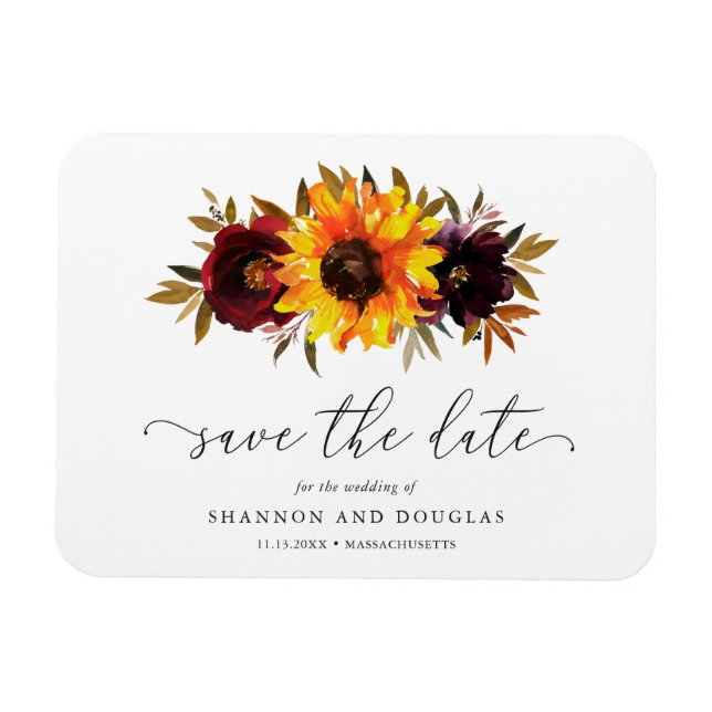 Magnet Flexible Tournesol Rose Mariage de automne rustique Enregis (Horizontal)