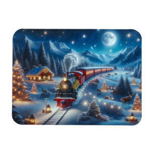 Magnet Flexible Train de Noël magique dans un paysage enneigé