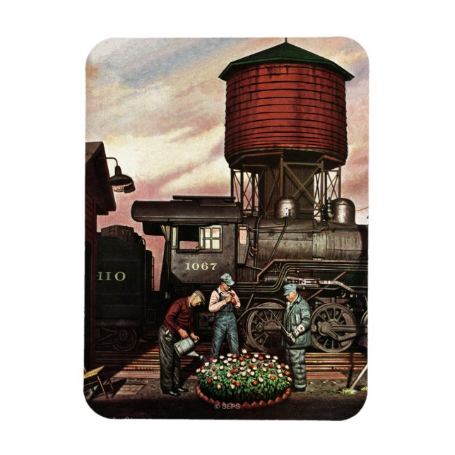 Magnet Flexible Train Yard Flower Garden par Stevan Dohanos (Vertical)