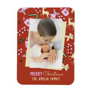 Magnet Flexible Traitements de Noël Fête Festive Famille Photo  