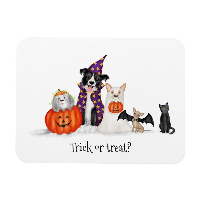 Magnet Flexible Trick ou traitement ? Chiens en costumes d'Hallowe (Horizontal)