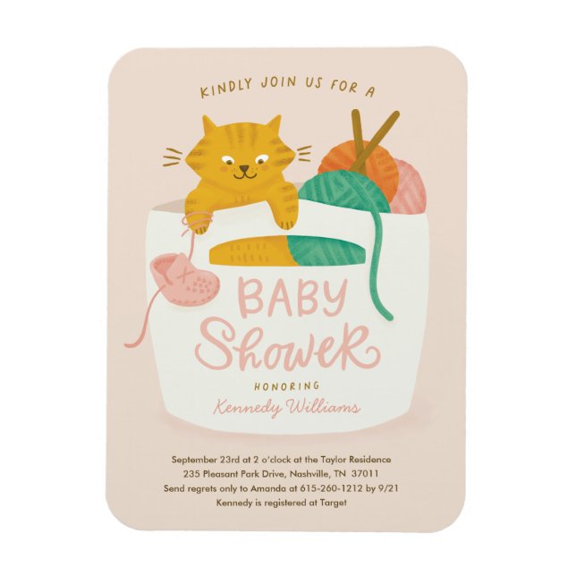 Magnet Flexible Tricot Kitten Baby shower magnétique (Vertical)