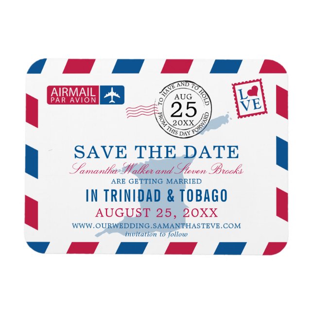 Magnet Flexible TRINIDAD TOBAGO Mariage par avion Enregistrer la d (Horizontal)