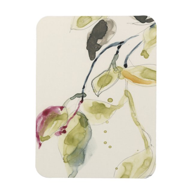 Magnet Flexible Triptyque de branche feuille aquarelle (Vertical)