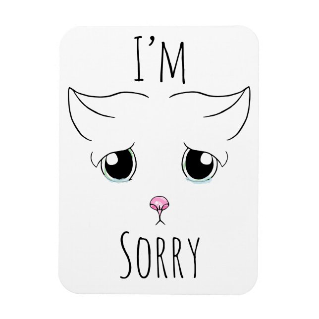 Magnet Flexible Triste visage de chat : Je suis désolé (Vertical)