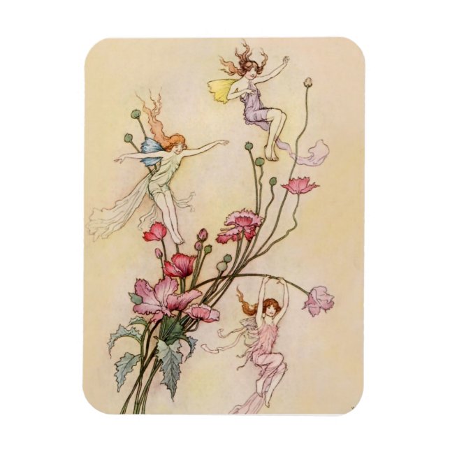 Magnet Flexible « Trois esprits fous de joie » par Warwick Goble (Vertical)