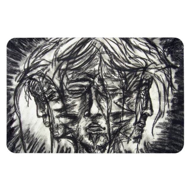 Magnet Flexible Trois visages de la maladie du métal Dessin de cha (Horizontal)