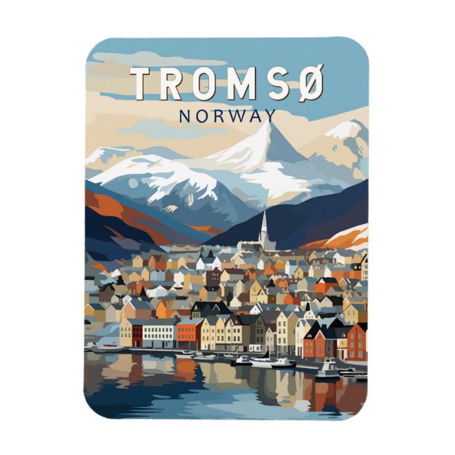 Magnet Flexible Tromso Norvège Travel Art Vintage (Vertical)