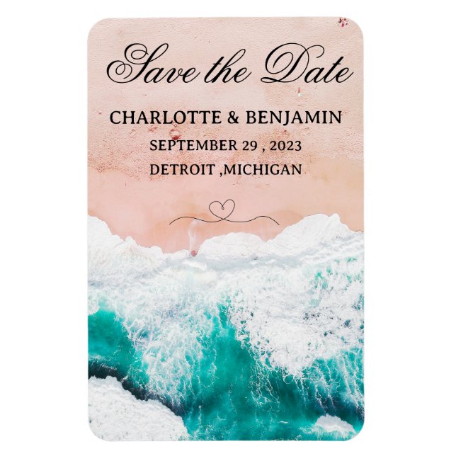 Magnet Flexible Tropical Beach Destination Wedding Enregistrer la  (Vertical)